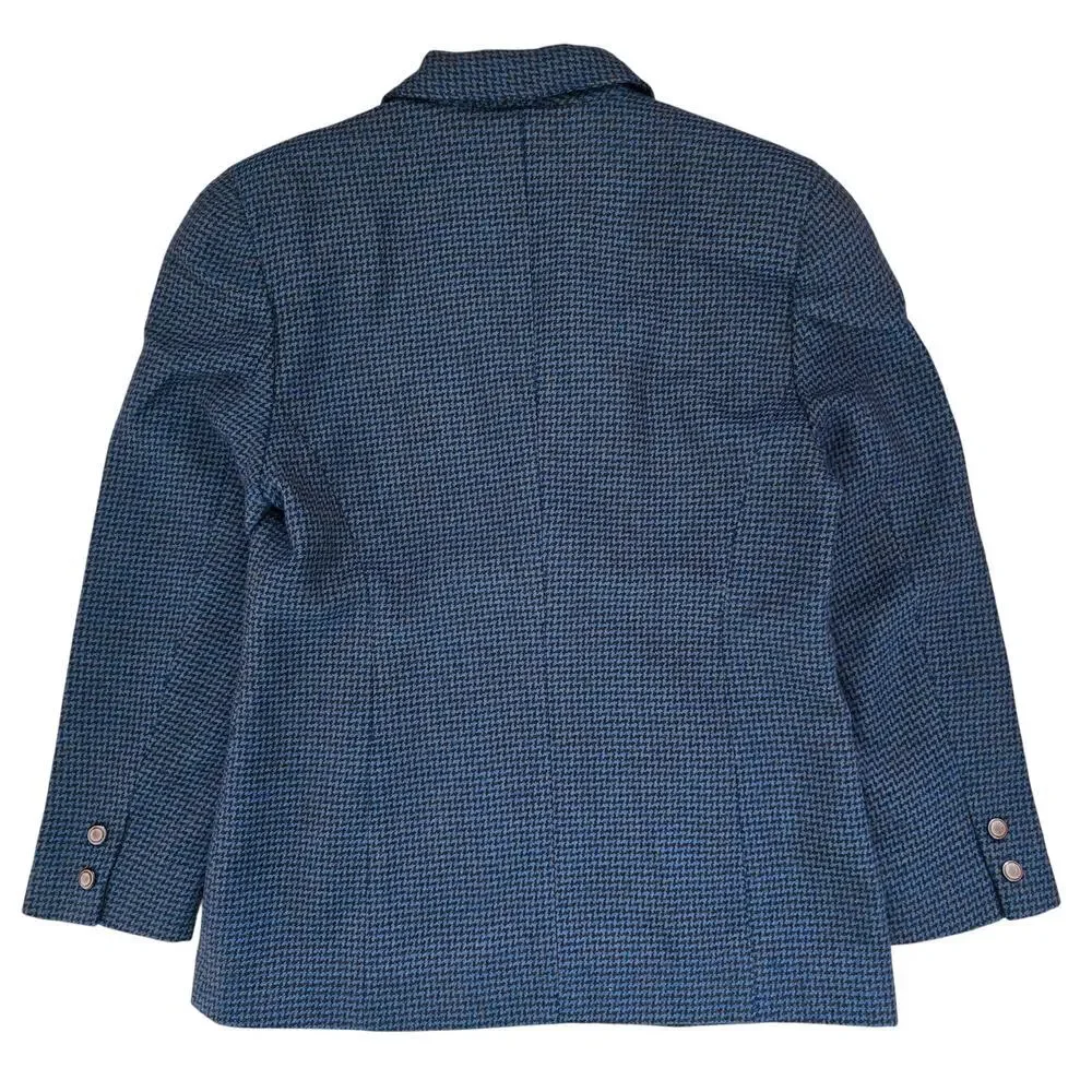 Vintage St. Sophia Paris Double Breasted Wool Blazer Houndstooth Navy EU42 USM - Picture 4 of 10